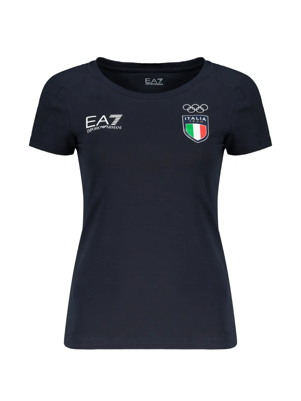 Ea7 Emporio Armani logo-print V-neck T-shirt - Blu