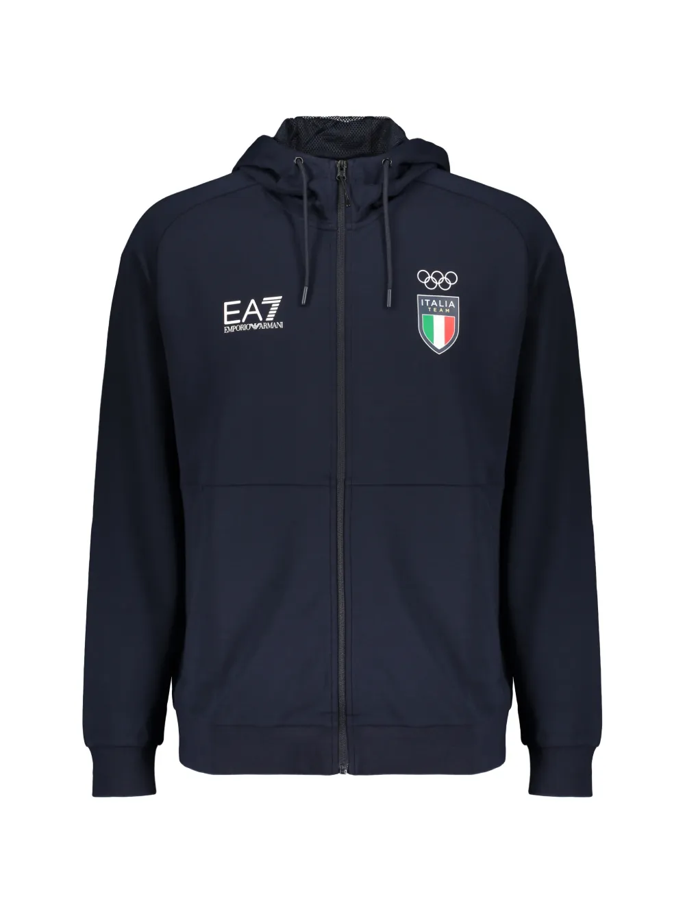 Ea7 Emporio Armani Italia Team zip-up hooded jacket - Blue