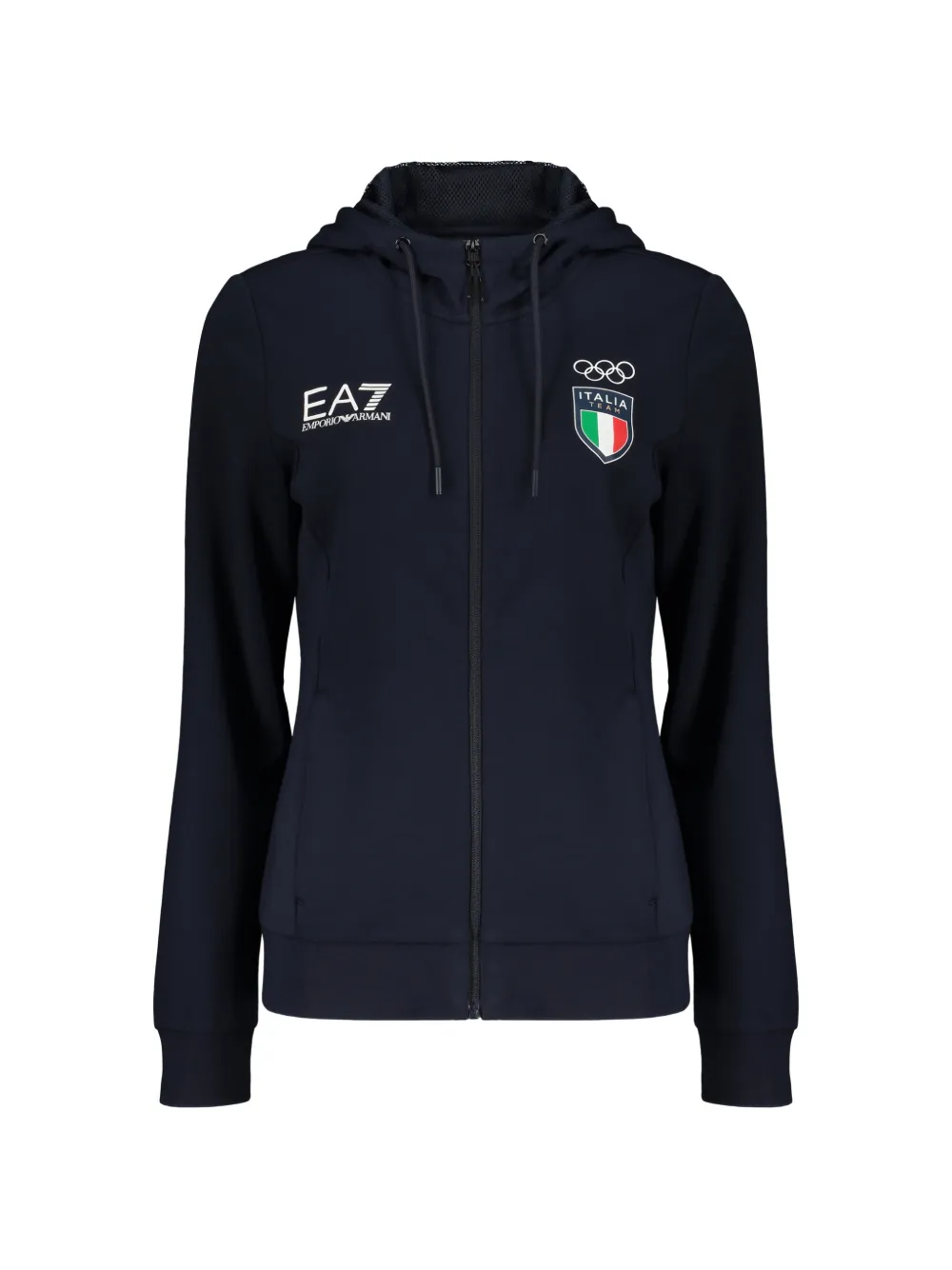 Ea7 Emporio Armani logo-print zip-up hoodie - Blu