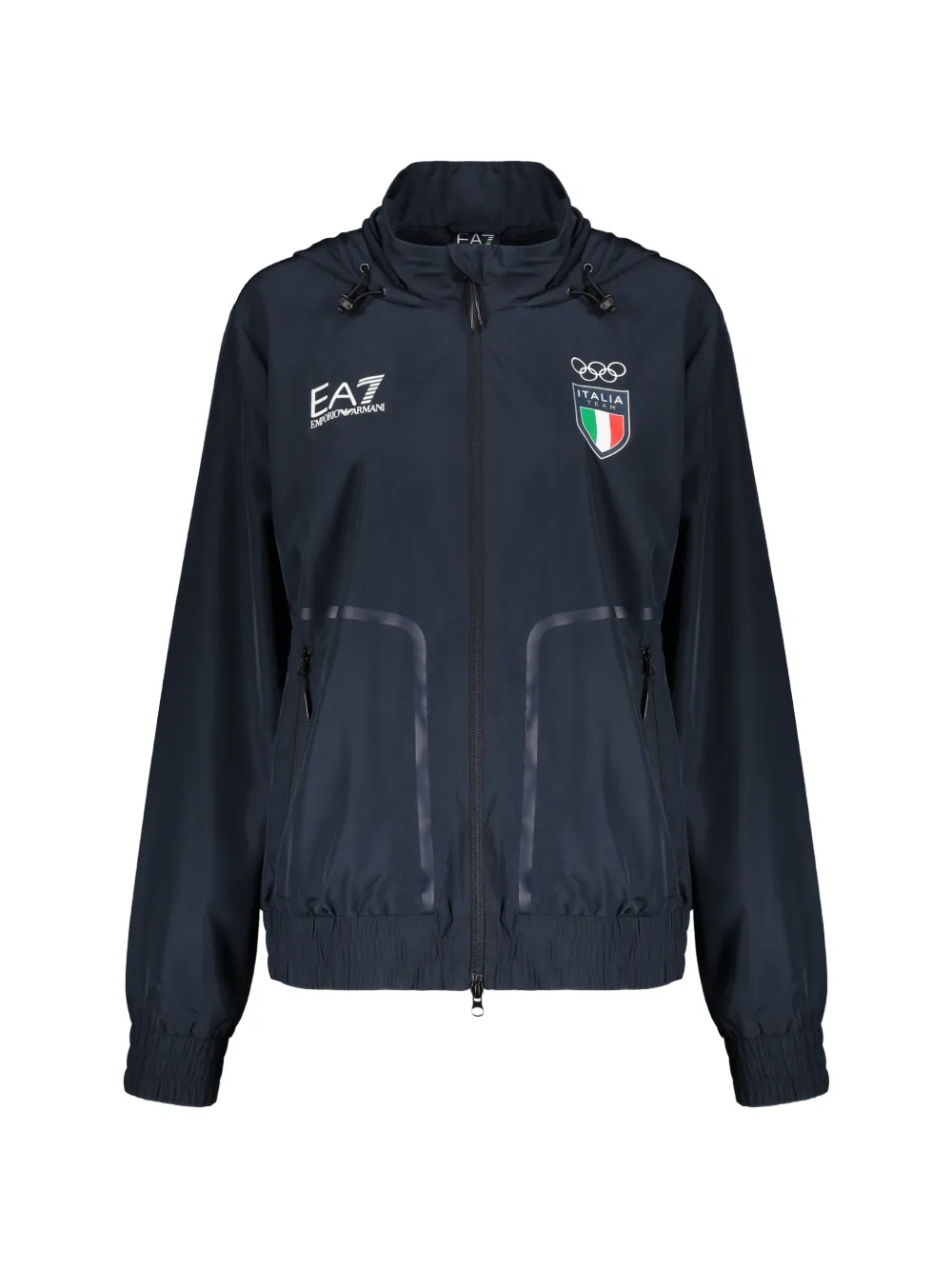 Ea7 Emporio Armani logo-print hooded jacket - Blue