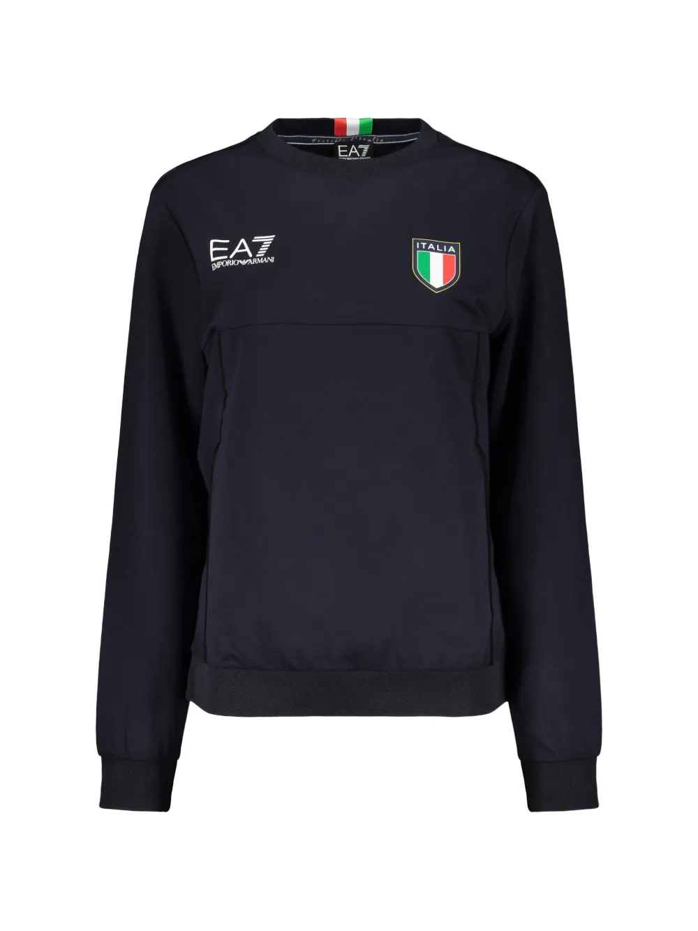 Ea7 Emporio Armani logo-print panelled sweater - Blu