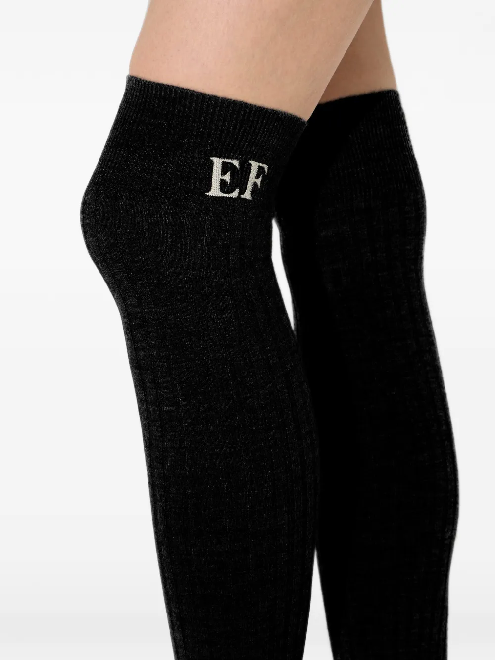 Elisabetta Franchi stretch-wool thigh-high socks Zwart