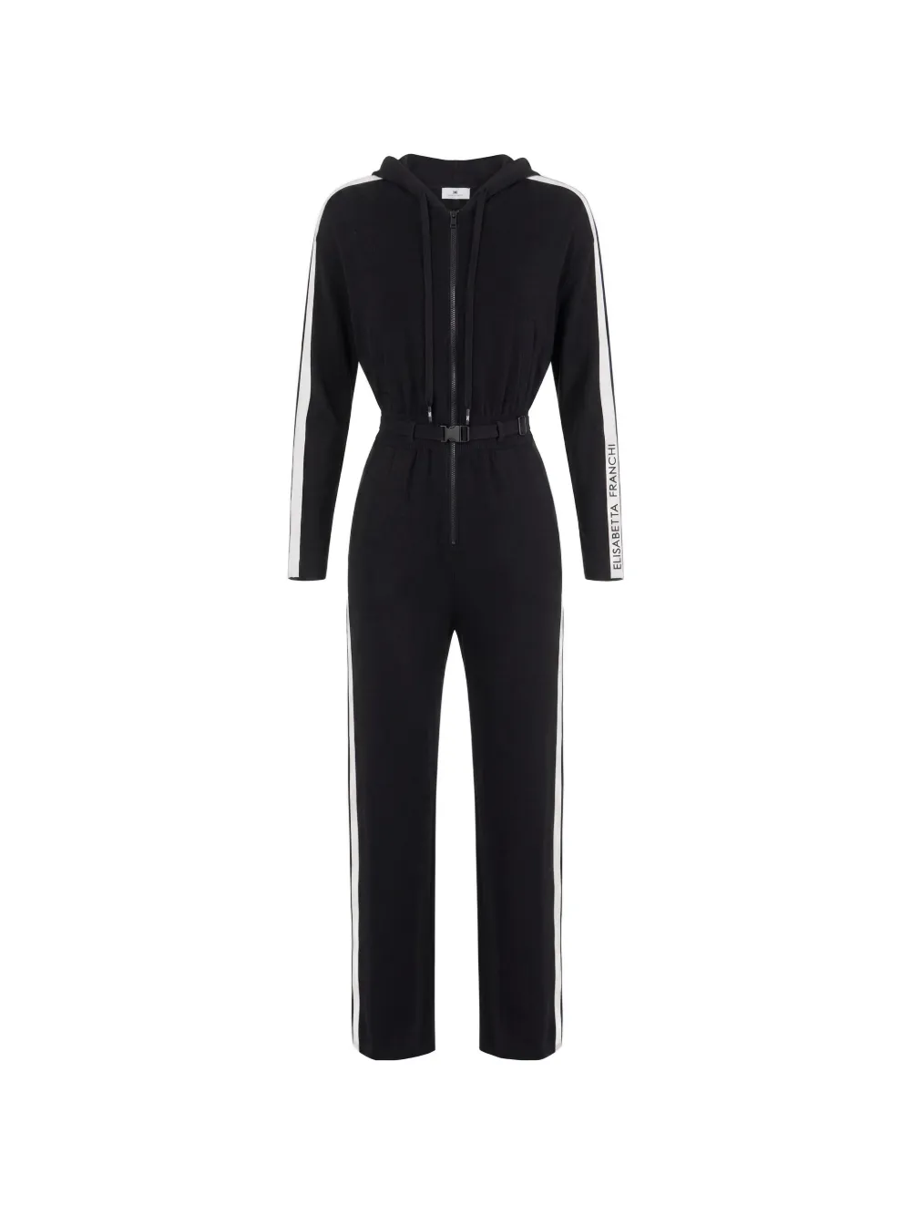 Elisabetta Franchi two-colour knit jumpsuit with logo - Schwarz