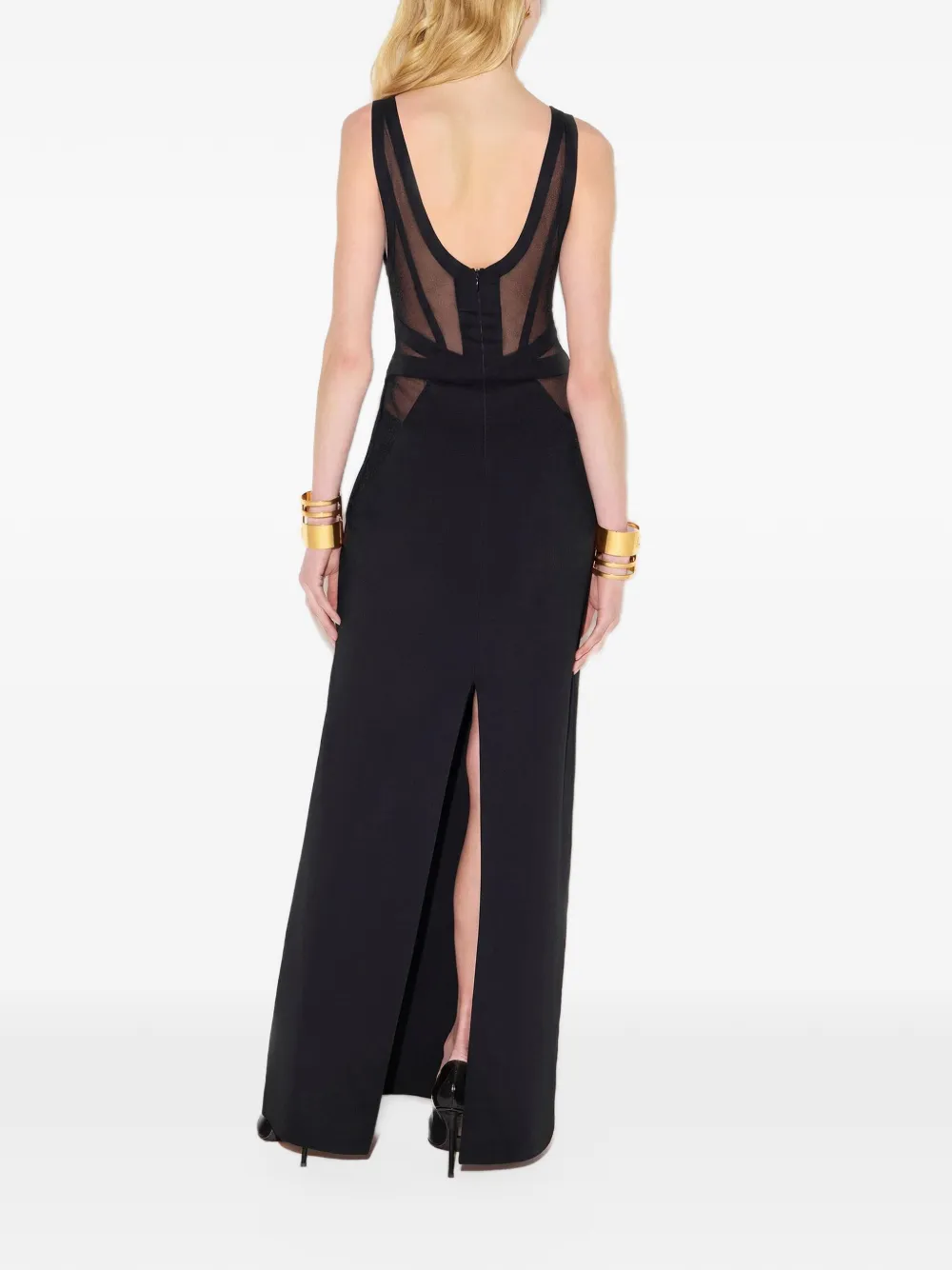 Elisabetta Franchi Red Carpet knit and nylon dress Zwart