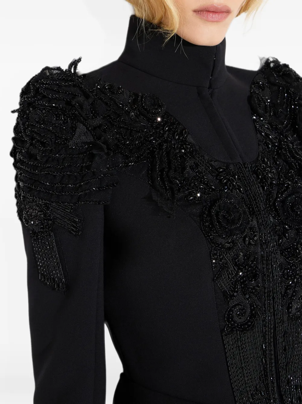Elisabetta Franchi double-layer crêpe jacket with crystals Zwart