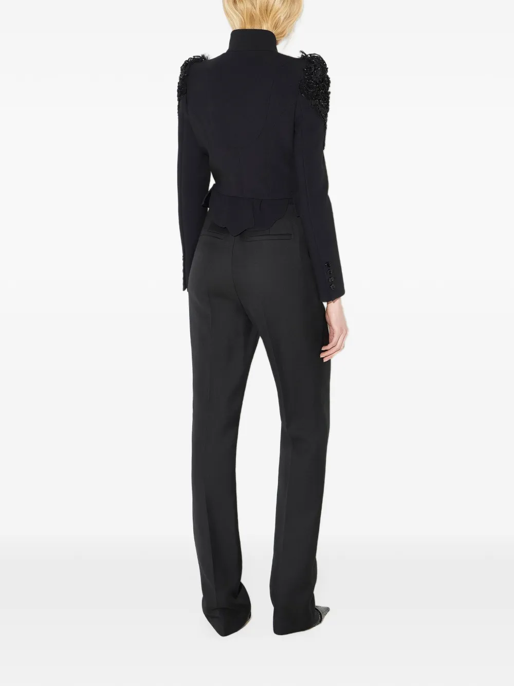 Elisabetta Franchi double-layer crêpe jacket with crystals Zwart