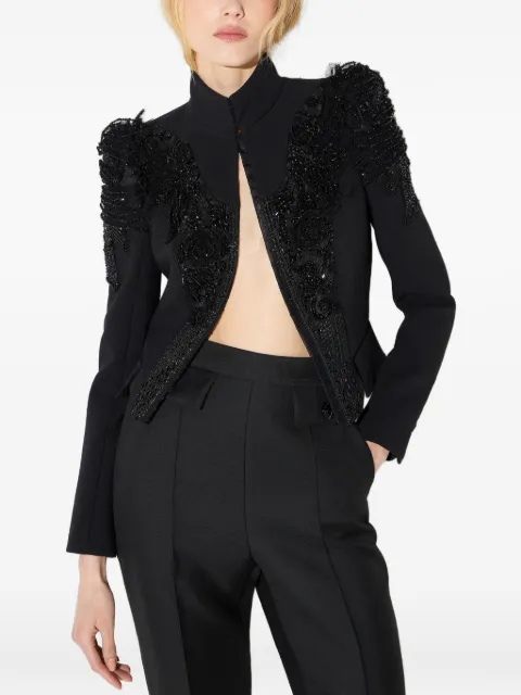 Elisabetta Franchi double-layer crêpe jacket with crystals