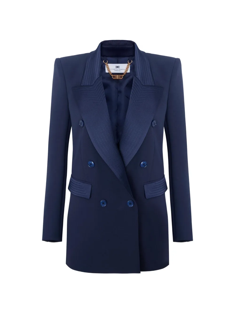 Elisabetta Franchi jacket in double-layer crêpe and satin fabrics Blauw