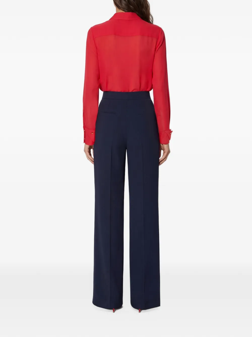 Elisabetta Franchi lightweight crêpe fabric trousers Blauw