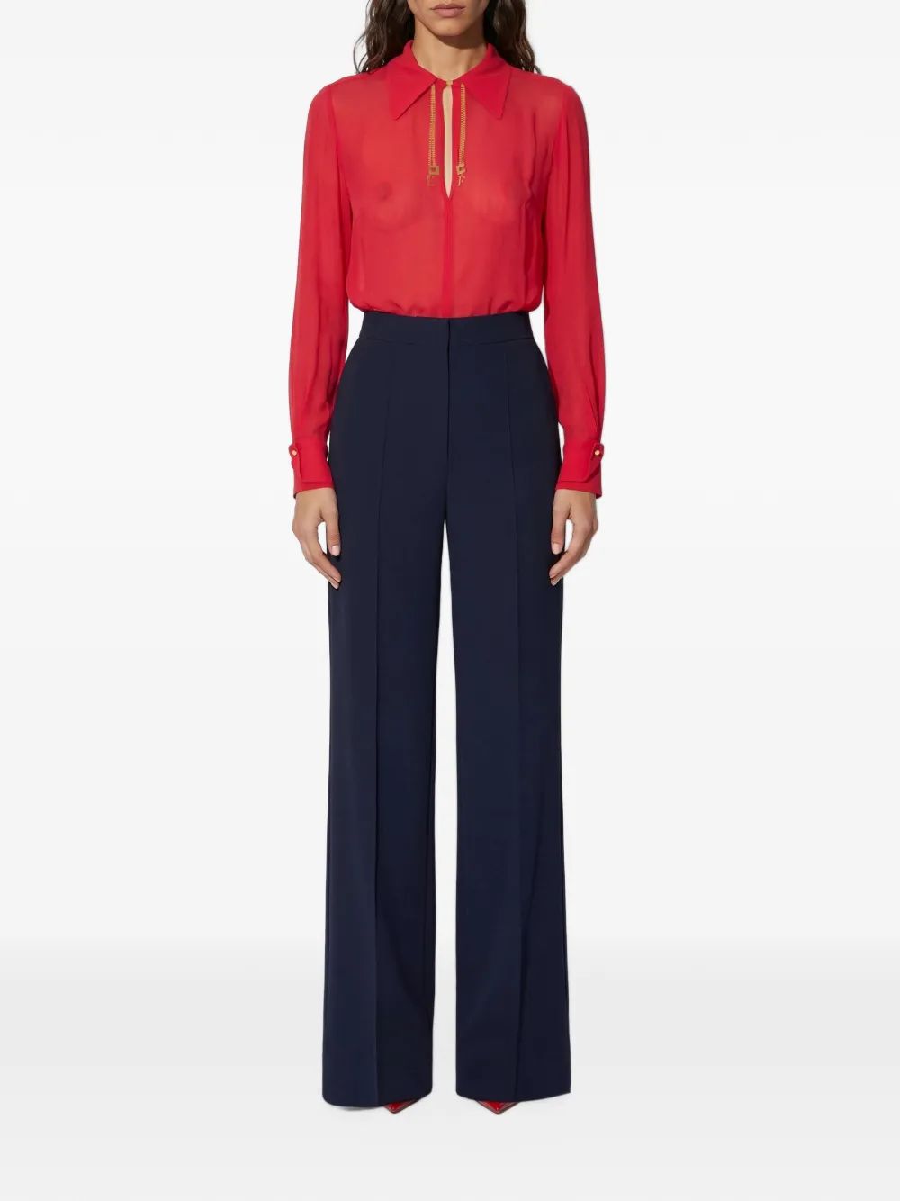 Elisabetta Franchi lightweight crêpe fabric trousers Blauw