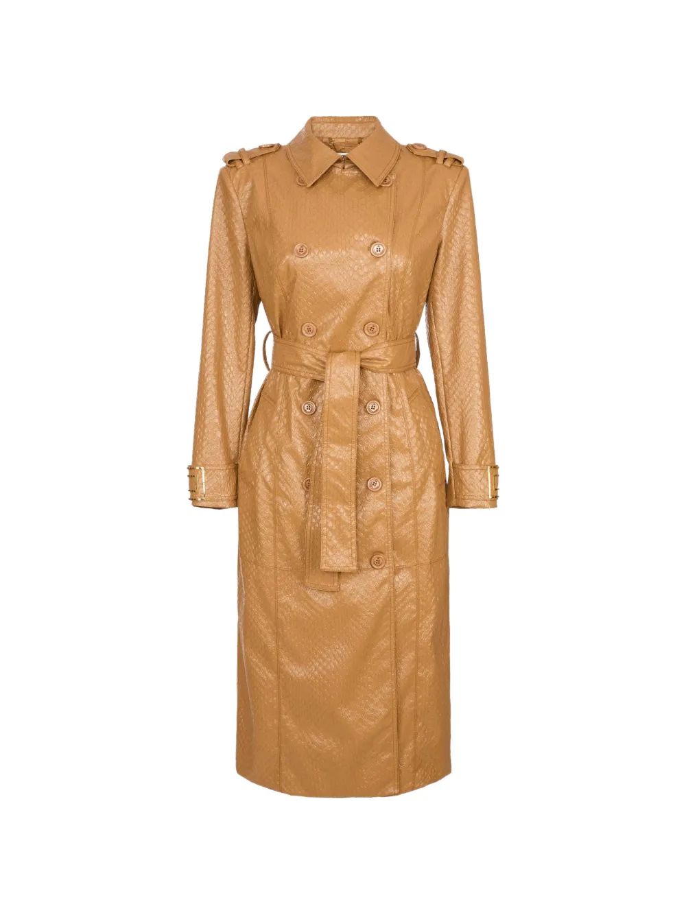 Elisabetta Franchi scale-texture trench coat - Nude