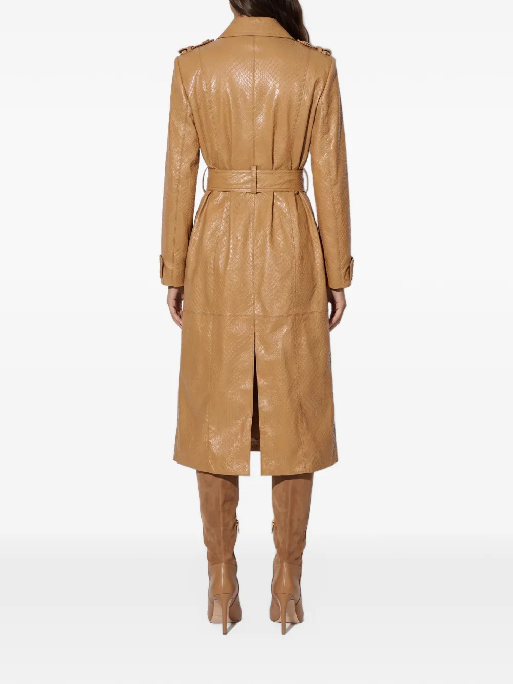 Elisabetta Franchi scale-texture trench coat Beige