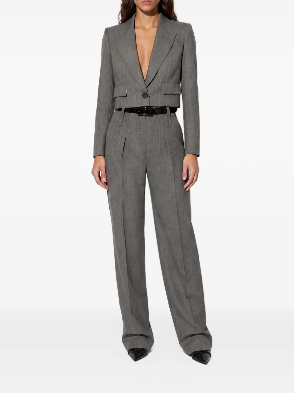 Elisabetta Franchi wool cropped jacket Grijs