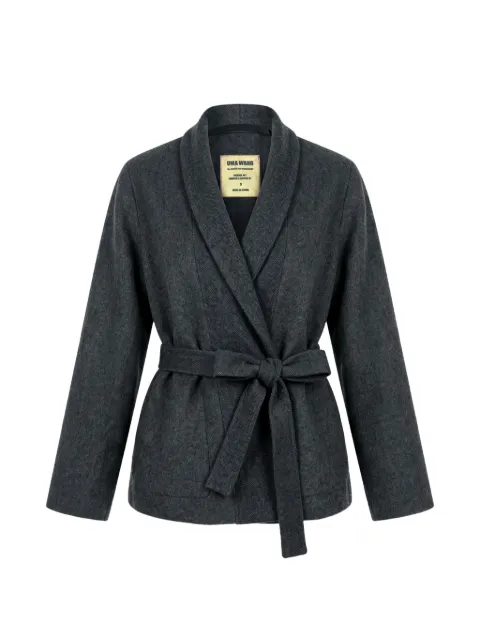 Uma Wang belted herringbone-pattern jacket