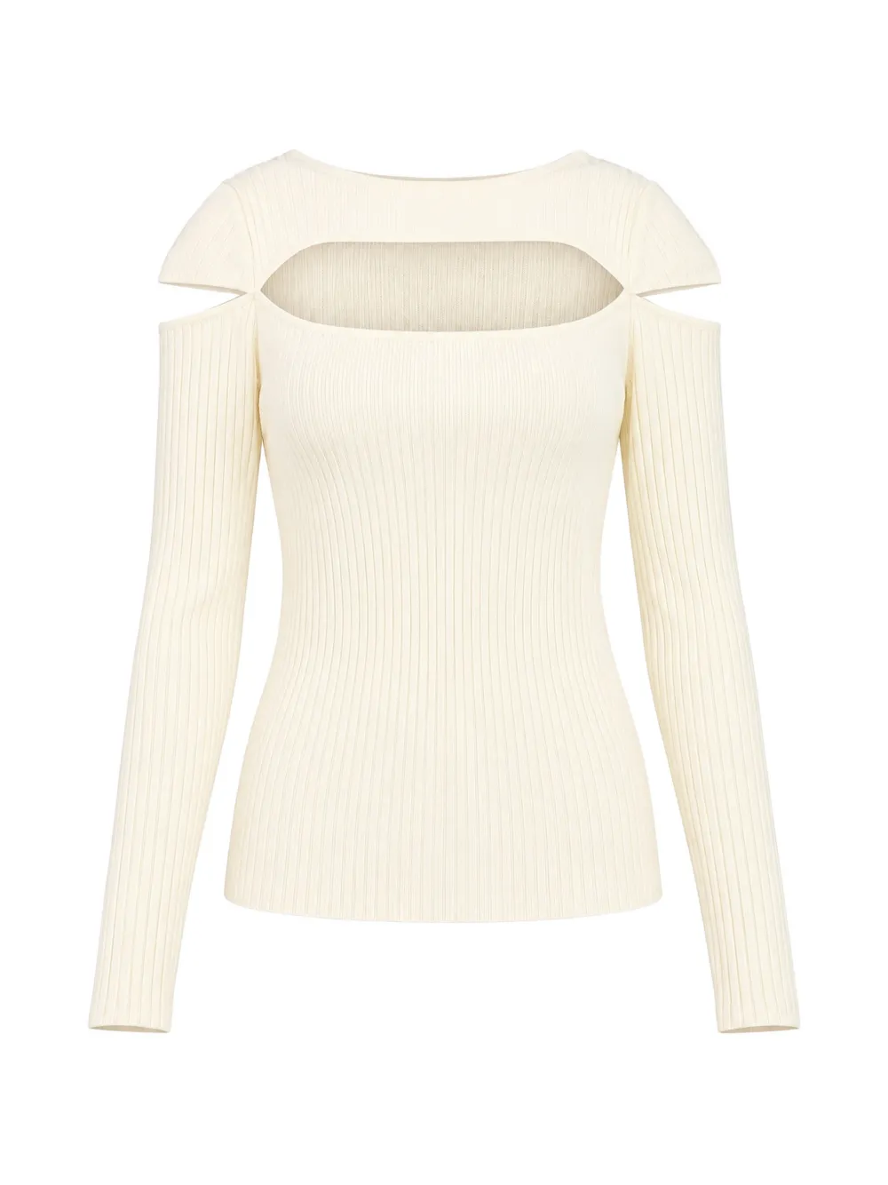 Weili Zheng ribbed-knit cutout T-shirt - Blanc