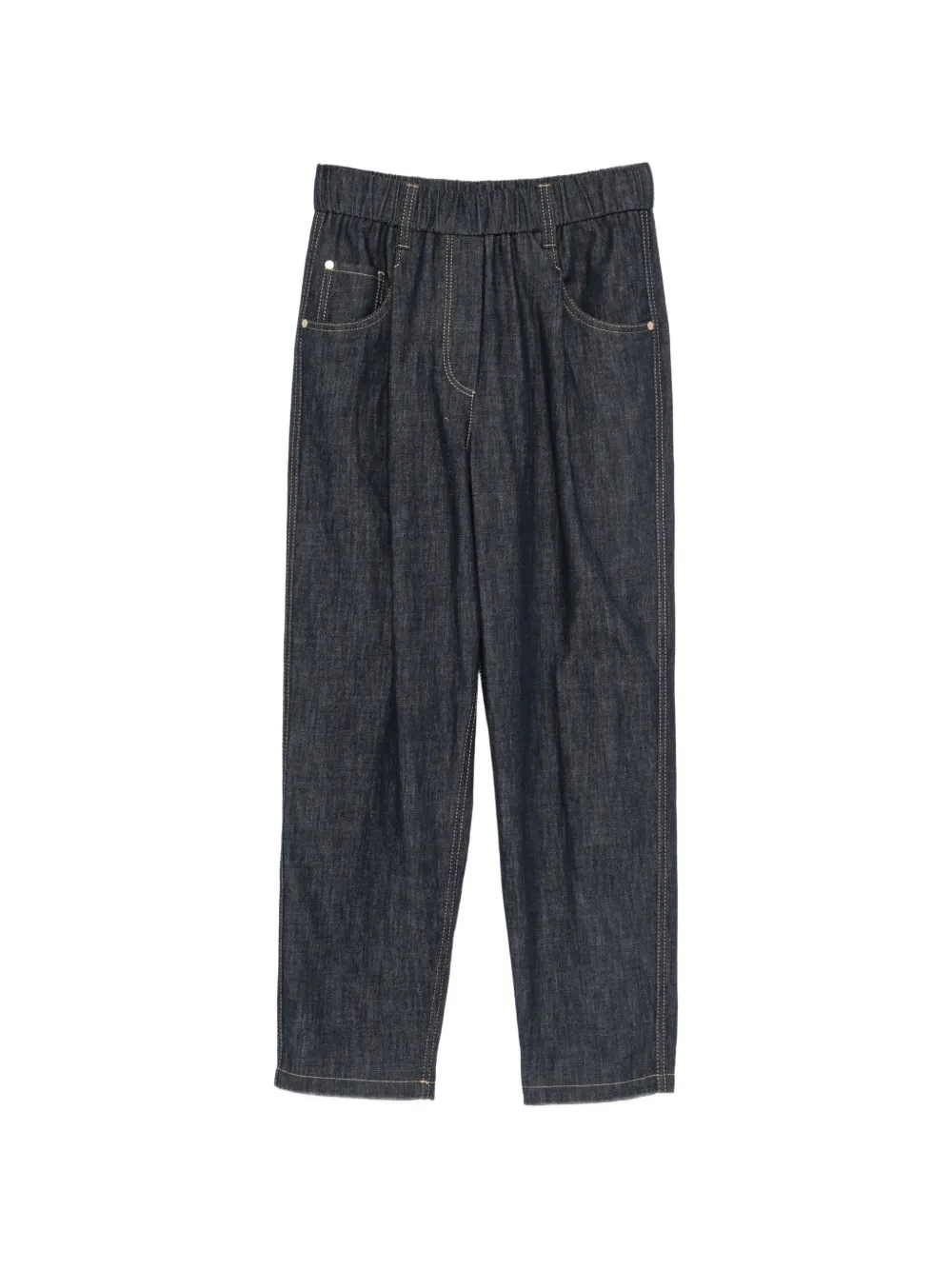 Brunello Cucinelli Jeans met elastische taille en plooien Blauw