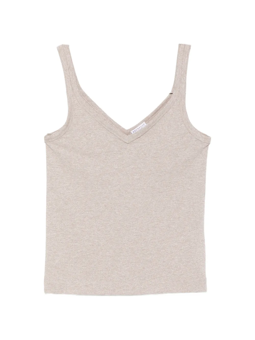 Brunello Cucinelli V-neck metallic-effect top Beige