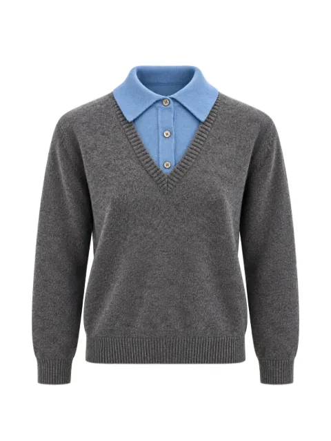 Juun.J layered-effect V-neck polo sweater