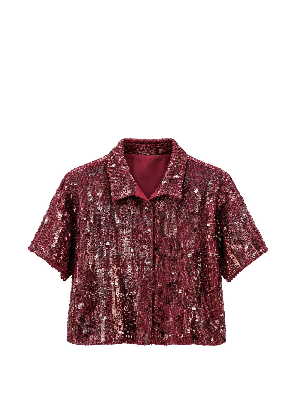 Weili Zheng sequin-embellished cropped shirt - Rouge