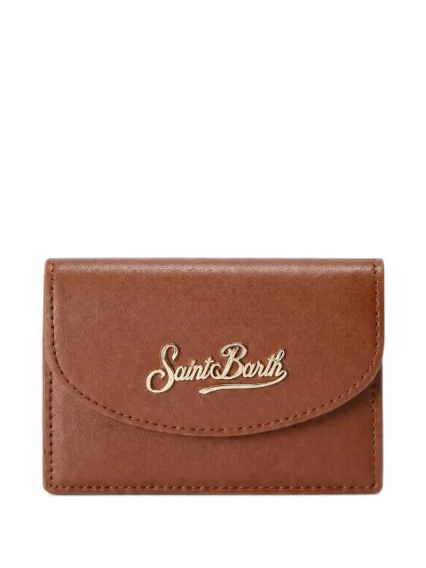 MC2 Saint Barth brown leather card holder with logo print