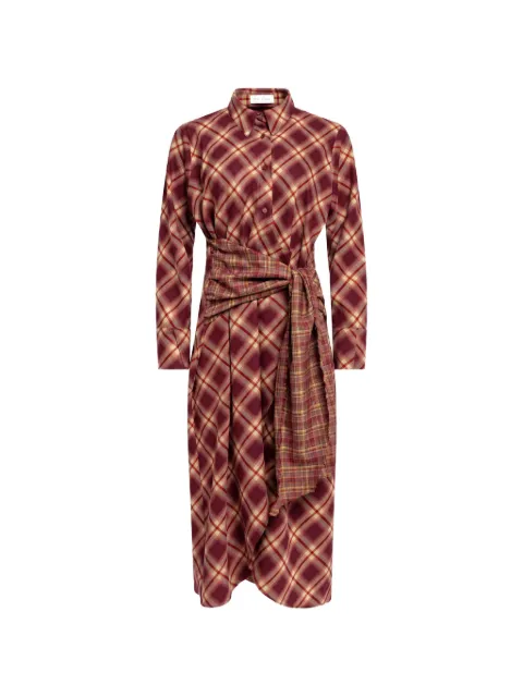 Weili Zheng check-pattern belted midi dress