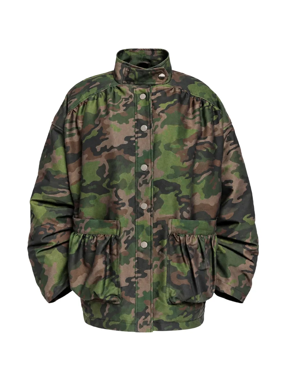 Weili Zheng camouflage-print gathered jacket - Vert