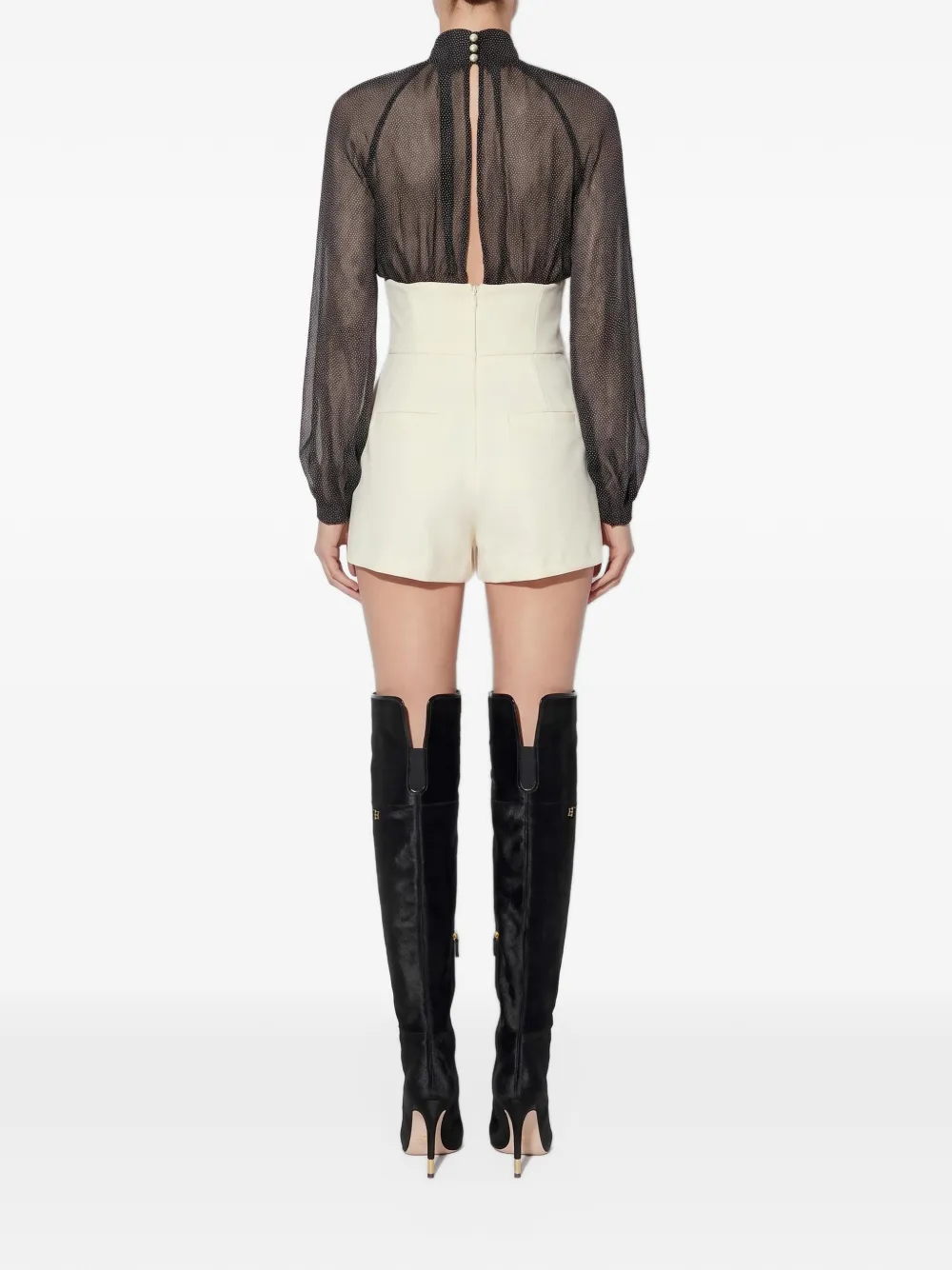 Elisabetta Franchi romper suit with micro-polka dot print Beige