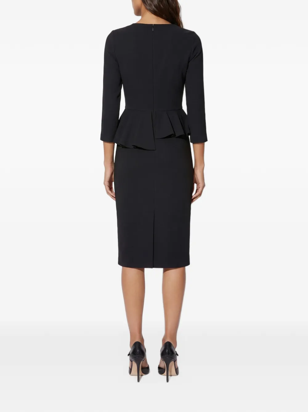Elisabetta Franchi dress in lightweight-crêpe fabric with flounce Zwart