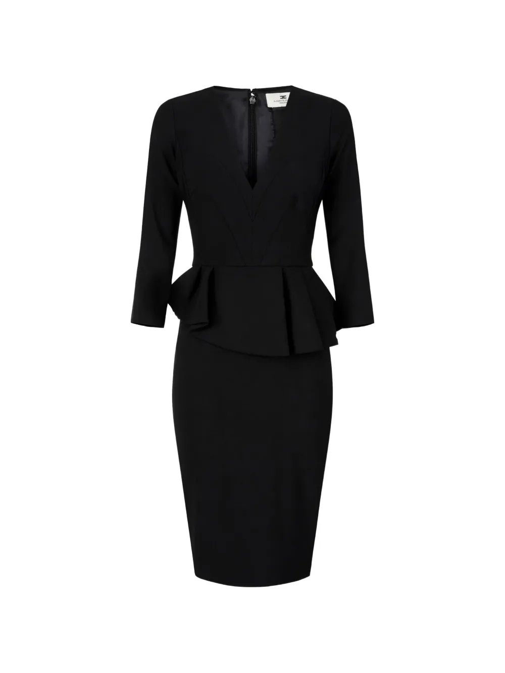 Elisabetta Franchi dress in lightweight-crêpe fabric with flounce Zwart