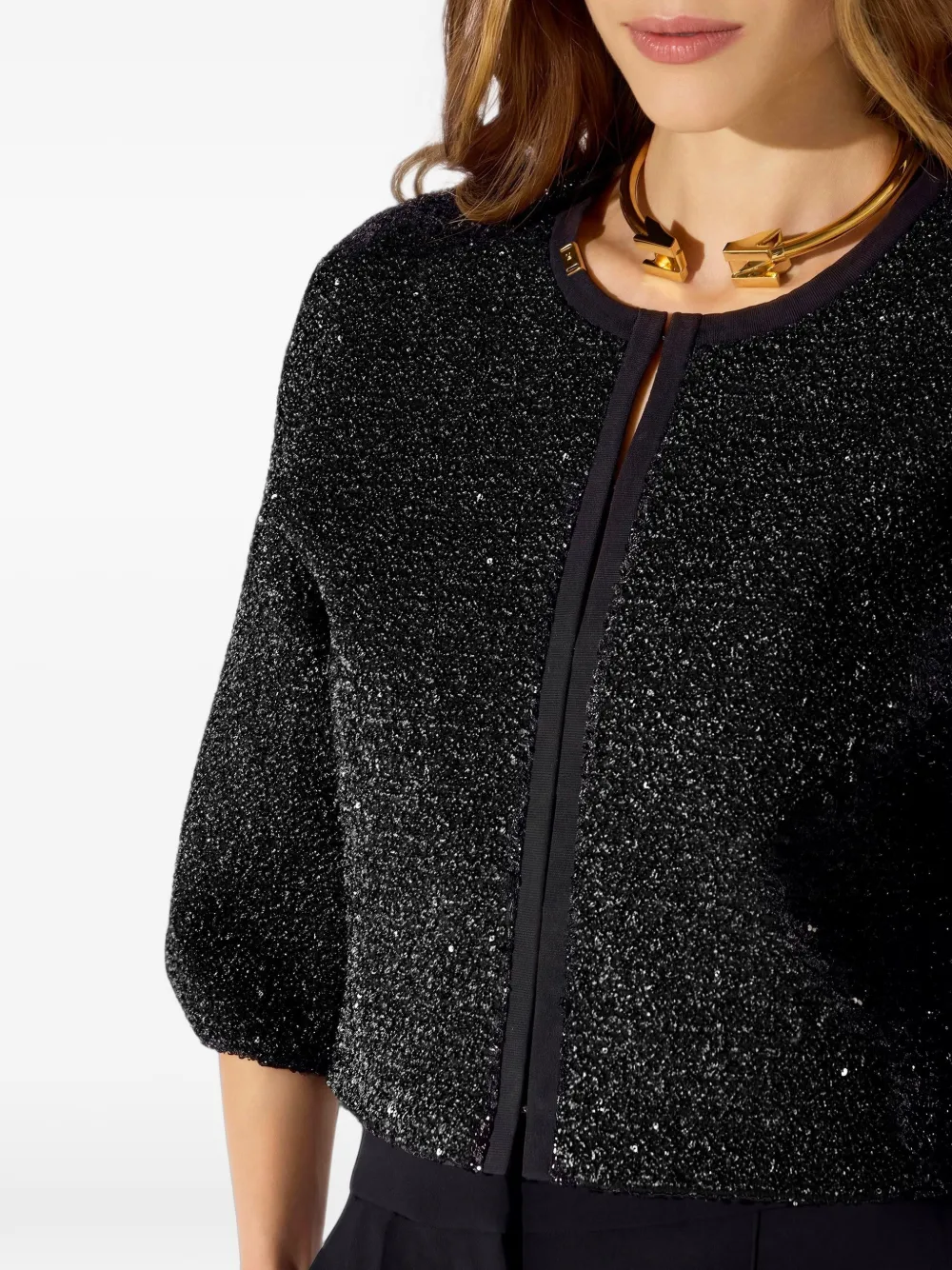Elisabetta Franchi knit top with sequins Zwart