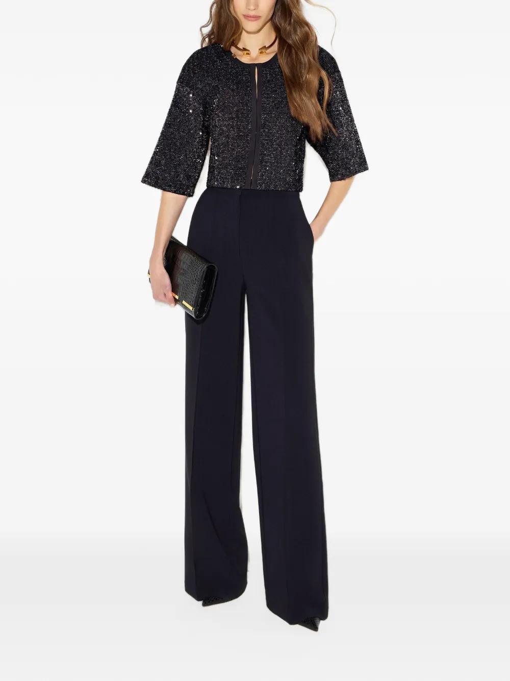 Elisabetta Franchi knit top with sequins Zwart
