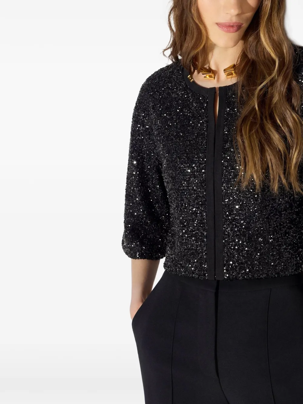 Elisabetta Franchi knit top with sequins Zwart