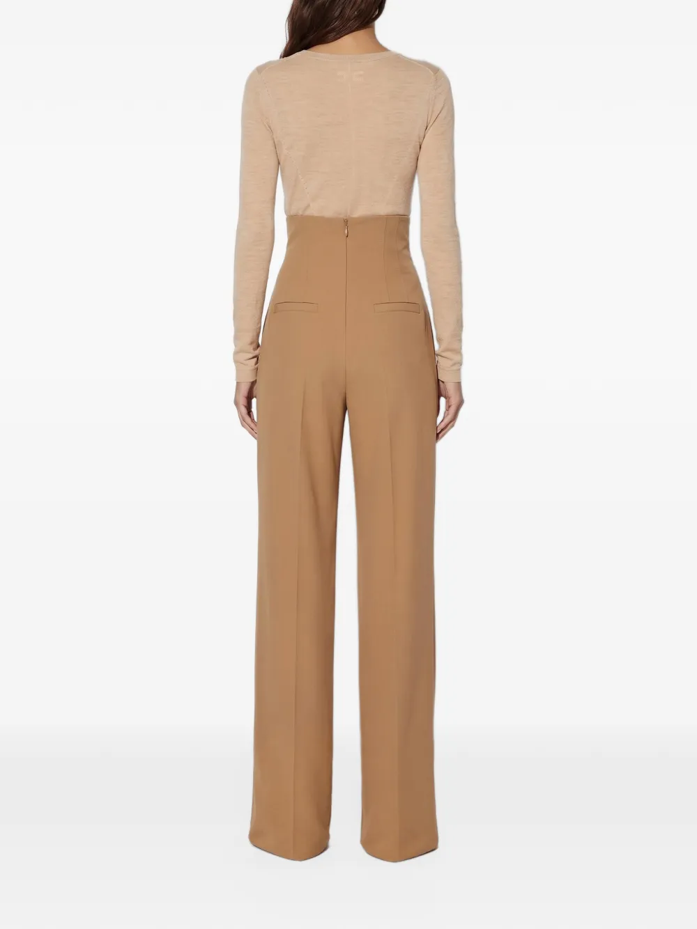 Elisabetta Franchi bustier-style gabardine trousers Beige
