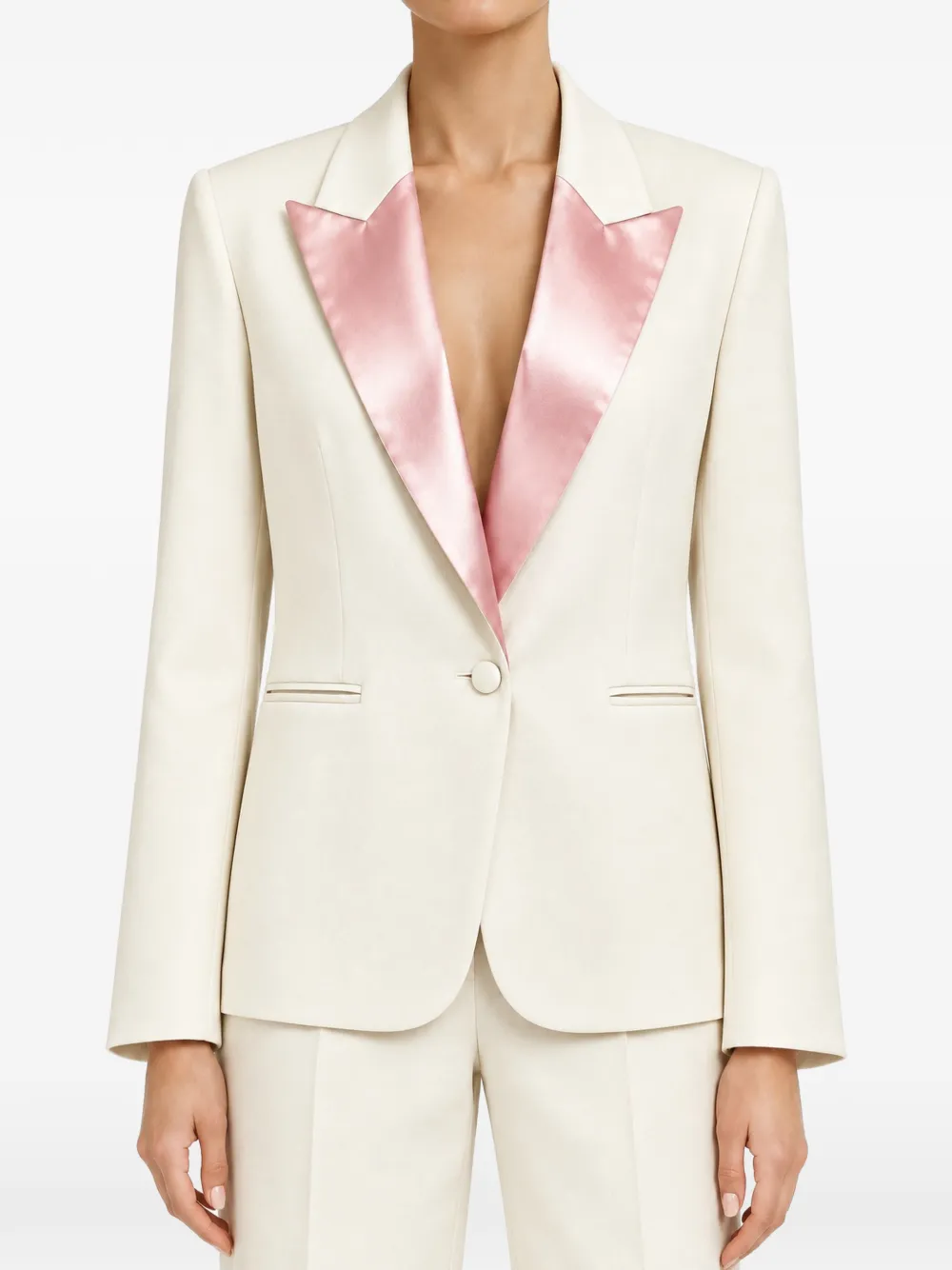STYLAND satin-lapel blazer - Blanc STYLAND satin-lapel blazer - Blanc