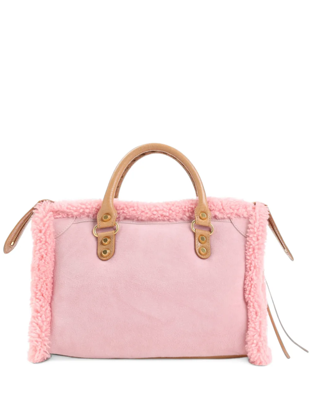 Balenciaga small Le City shearling-trim tote bag - Rosa
