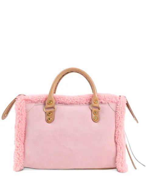 small Le City shearling-trim tote bag