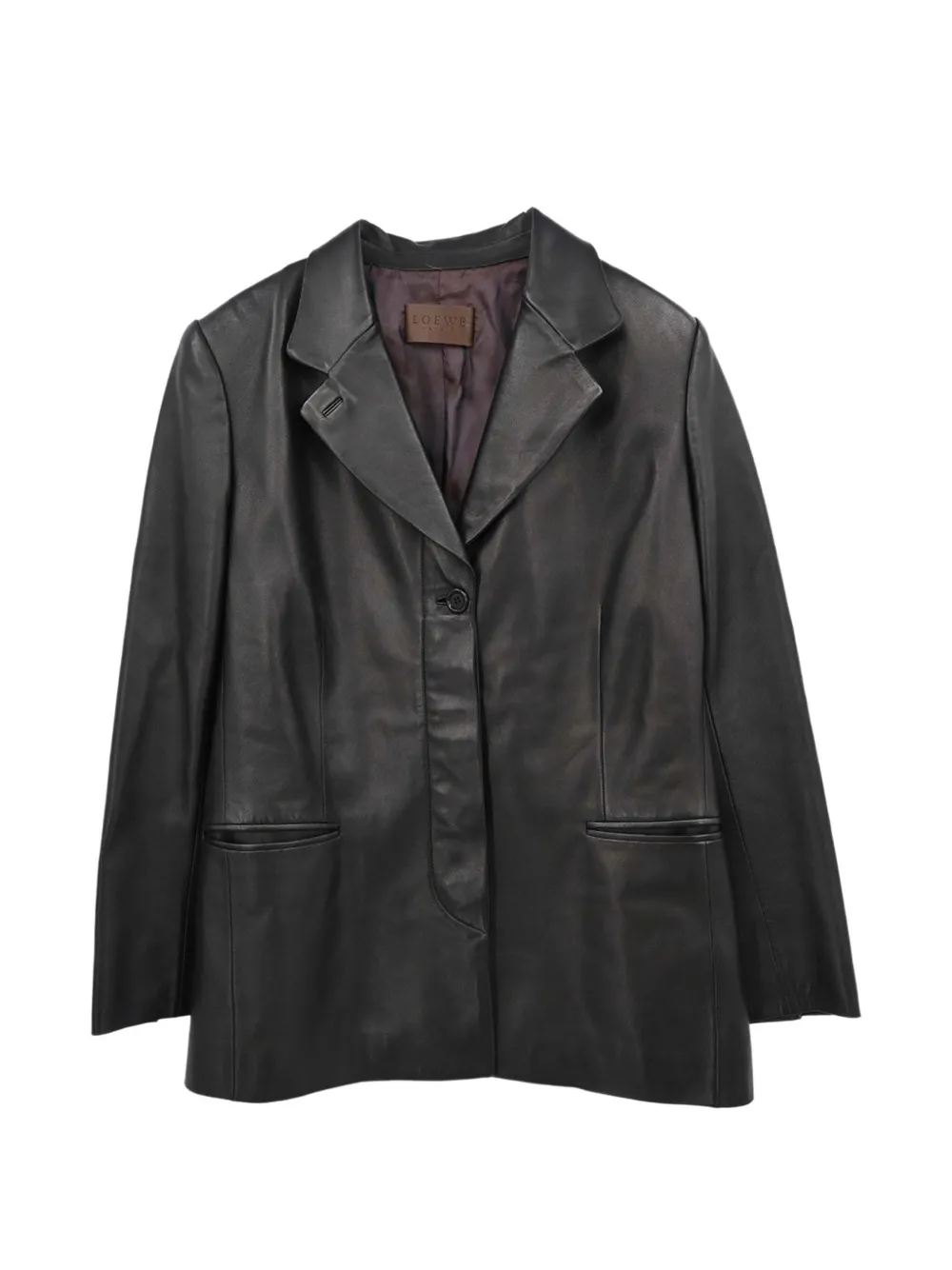 Loewe Pre-Owned single-breasted leather jacket - Marrone