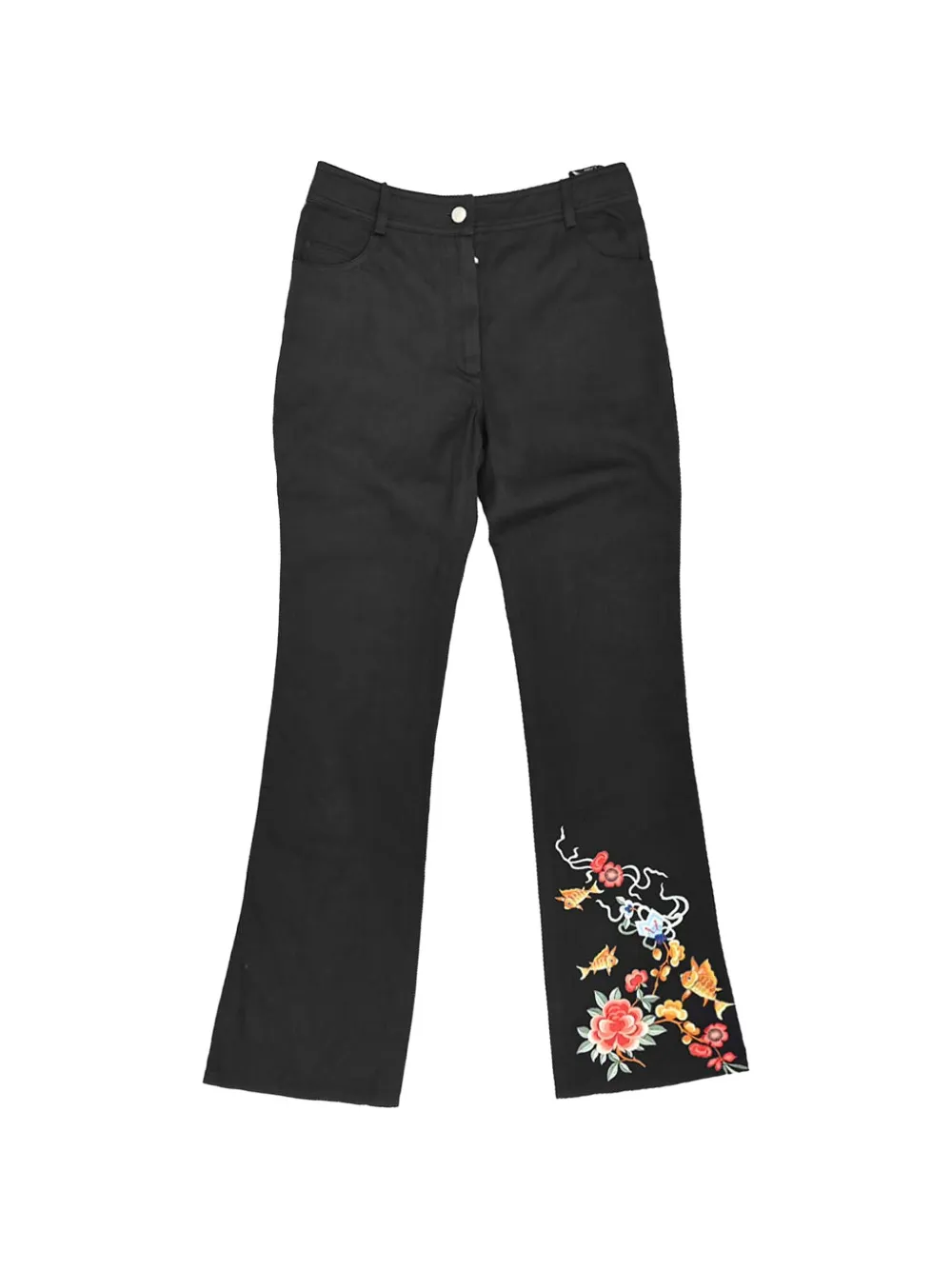 Christian Dior Pre-Owned 2001 floral-embroidered trousers - Nero