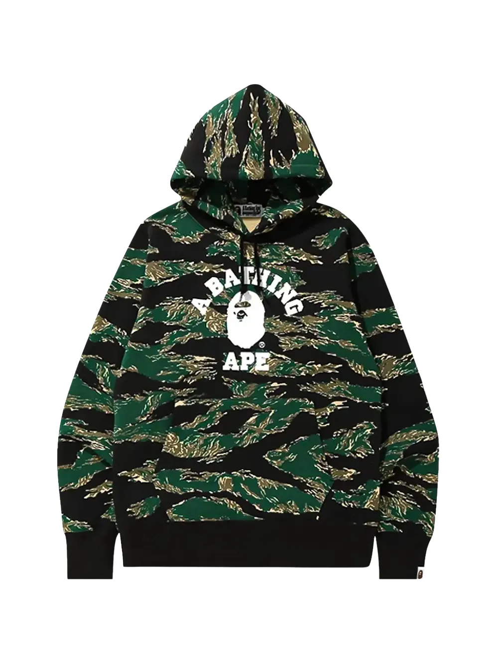 A BATHING APE Tiger Camo College hoodie Zwart