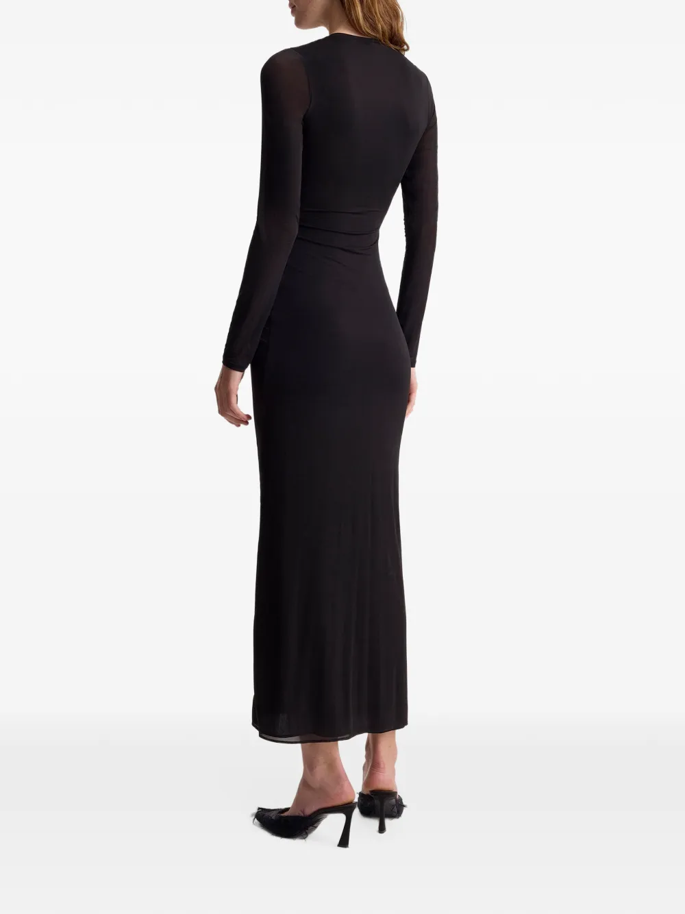 FFORME Selena ruched fitted midi dress Zwart
