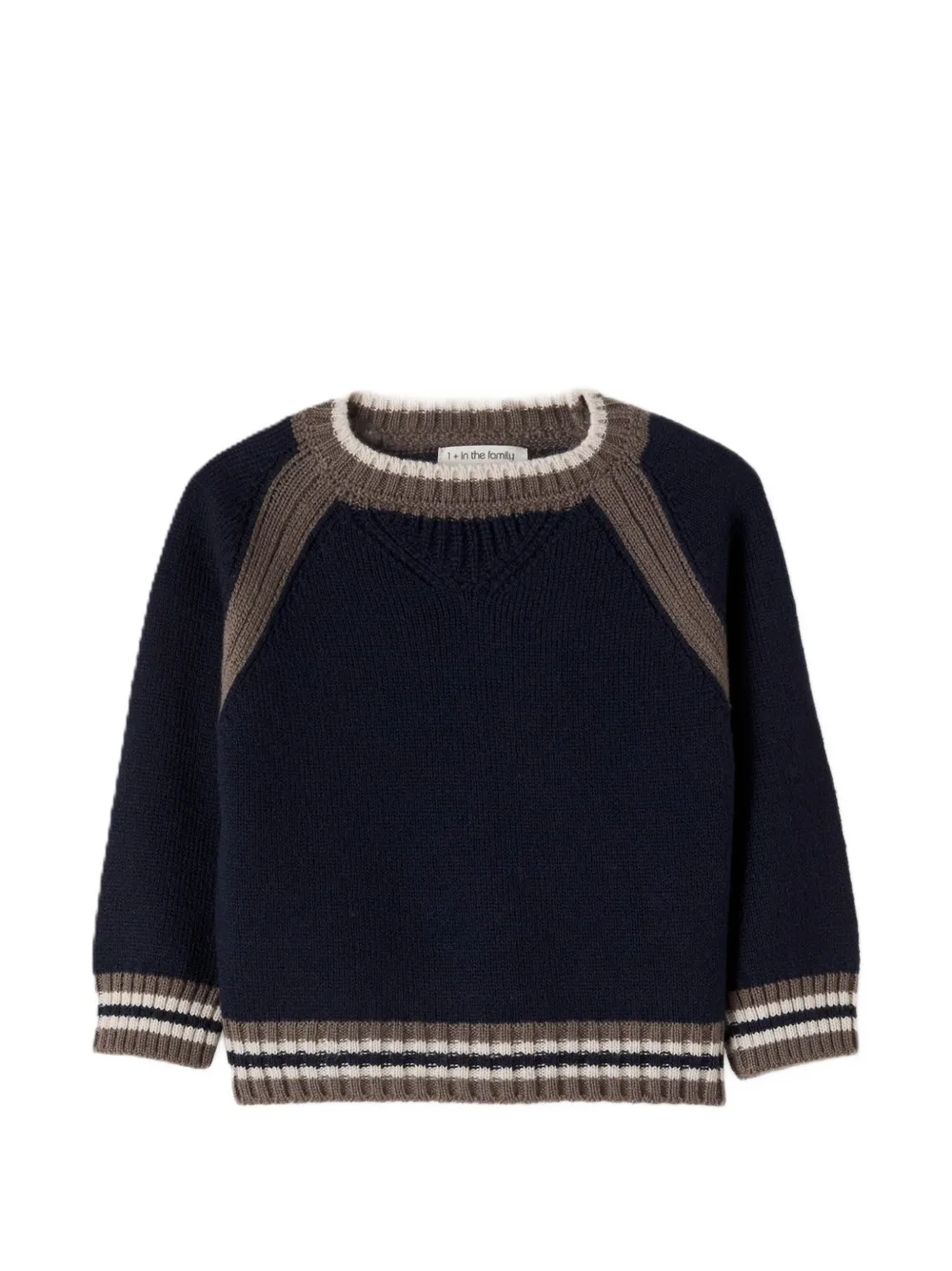 1+ In The Family stripe-trim raglan-sleeve sweater - Blu