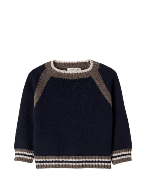 1+ In The Family stripe-trim raglan-sleeve sweater