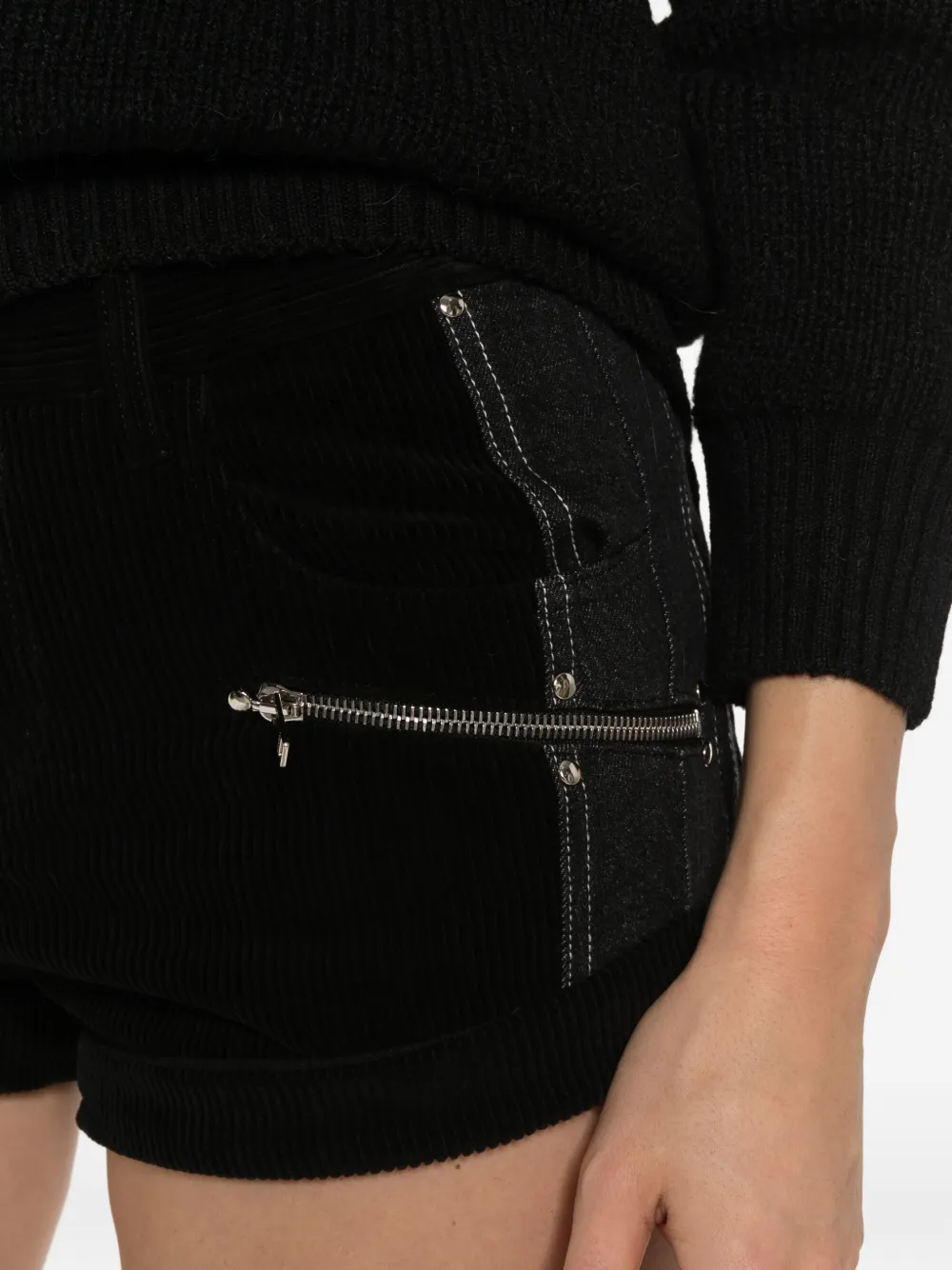 ISABEL MARANT Rolna corduroy zip-detail shorts Zwart
