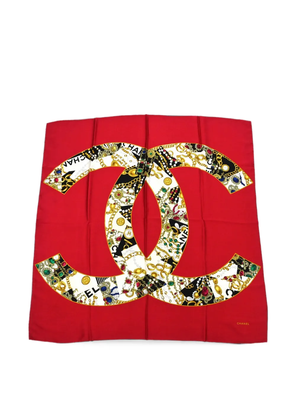 フランス製　絹100% CHANEL シャネル　大判シルクスカーフ　赤ゴールド 楽天市場】シャネル スカーフの通販