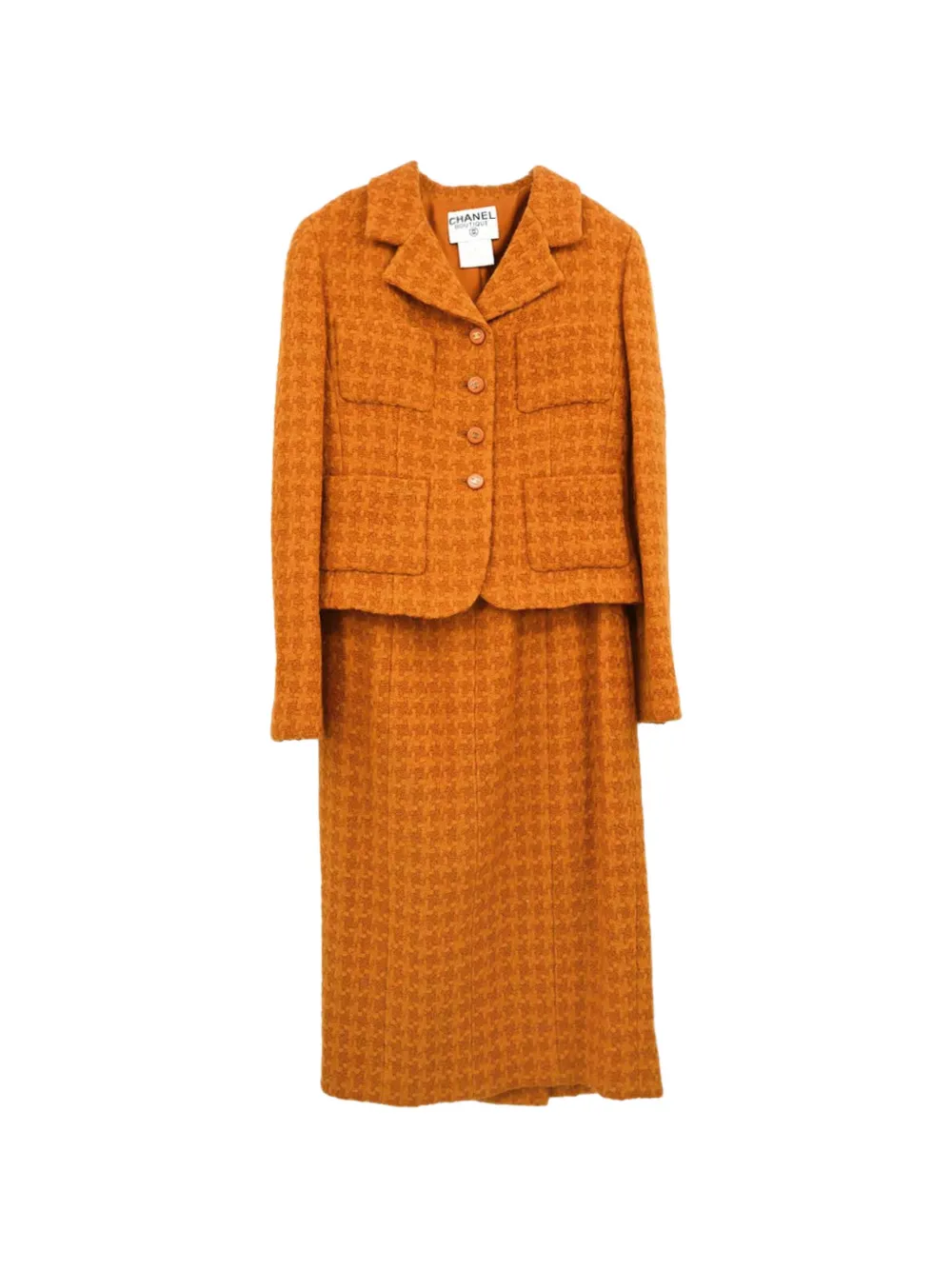 CHANEL Pre-Owned 1995 Setup houndstooth tweed suit - Arancione