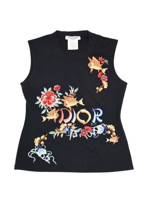Christian Dior Pre-Owned top sin mangas bordado 2002