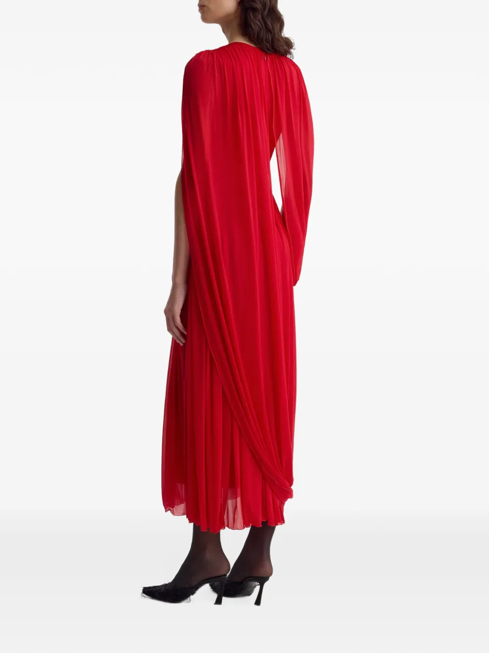 FFORME Kahlo asymmetric draped flared maxi dress Rood