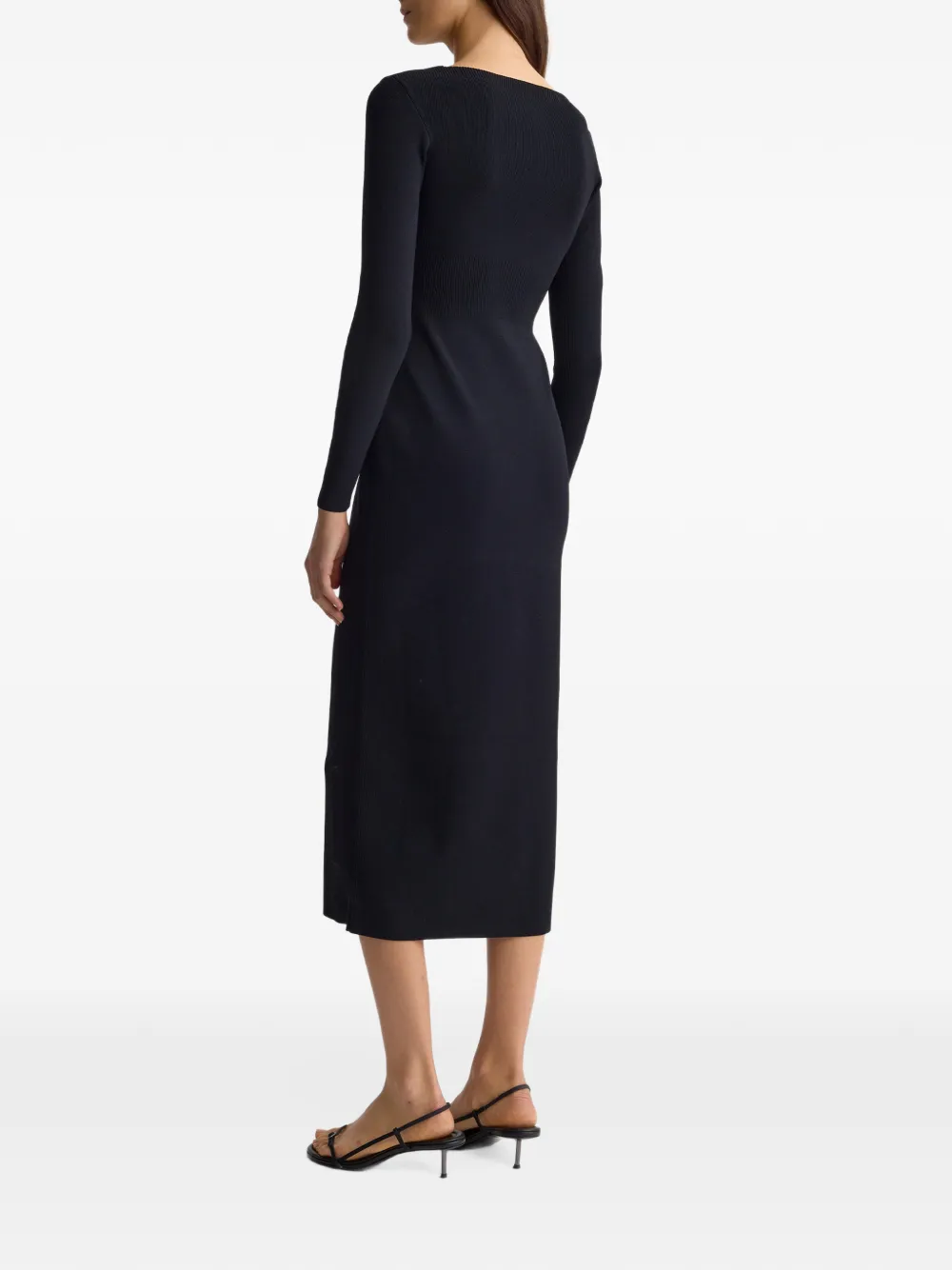 FFORME Lottie V-neck long-sleeve midi dress Zwart