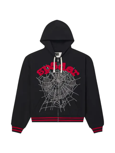 SP5DER logo-print zip-up hoodie