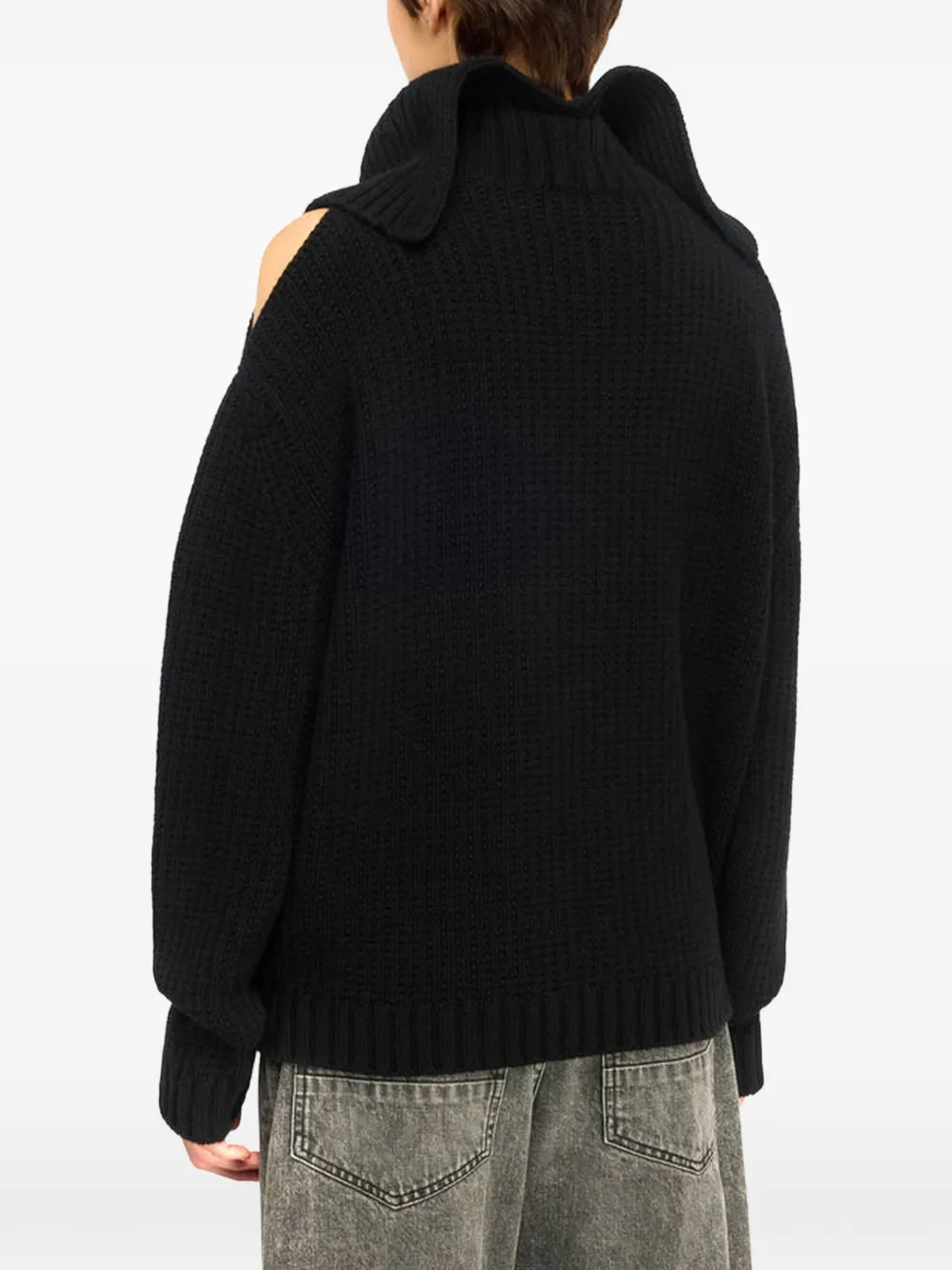 Semicouture Totty cold-shoulder roll-neck sweater Zwart